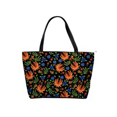 Orange Flowers Pattern Classic Shoulder Handbag by designsbymallika