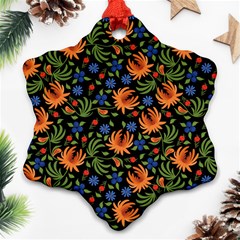 Orange Flowers Pattern Ornament (snowflake) by designsbymallika