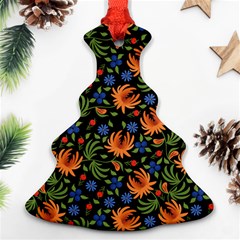 Orange Flowers Pattern Ornament (christmas Tree)  by designsbymallika