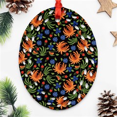 Orange Flowers Pattern Ornament (oval Filigree) by designsbymallika