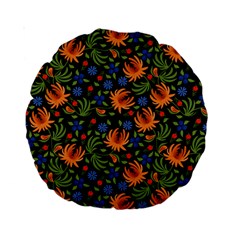 Orange Flowers Pattern Standard 15  Premium Round Cushions by designsbymallika