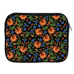 Orange Flowers Pattern Apple Ipad 2/3/4 Zipper Cases by designsbymallika