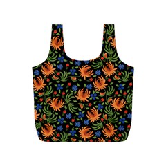 Orange Flowers Pattern Full Print Recycle Bag (s) by designsbymallika