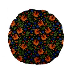 Orange Flowers Pattern Standard 15  Premium Flano Round Cushions by designsbymallika