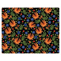 Orange Flowers Pattern Double Sided Flano Blanket (medium)  by designsbymallika