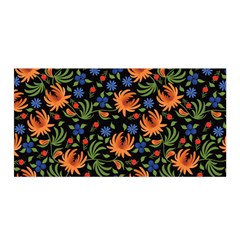 Orange Flowers Pattern Satin Wrap by designsbymallika