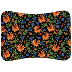 Orange Flowers Pattern Velour Seat Head Rest Cushion by designsbymallika