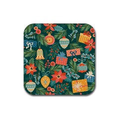 Christmas Love Rubber Coaster (square)  by designsbymallika