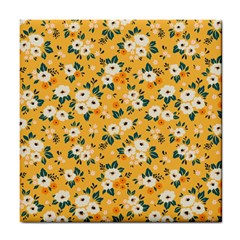 White Flowers Tile Coaster by designsbymallika