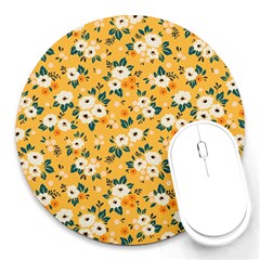 White Flowers Round Mousepads