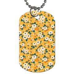 White Flowers Dog Tag (one Side) by designsbymallika