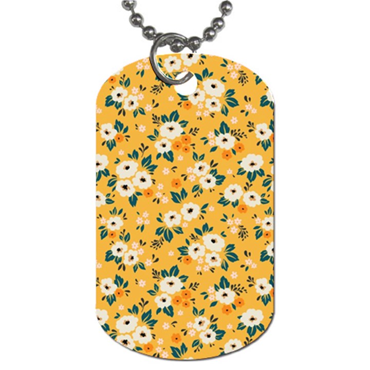 White Flowers Dog Tag (One Side)