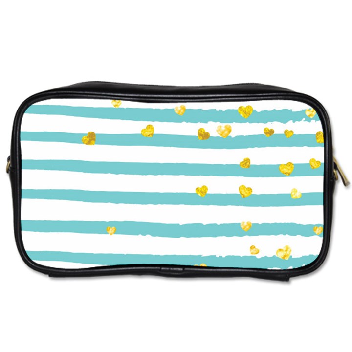 Cute Golden Hearts Toiletries Bag (Two Sides)