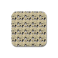 Cute Penguin Love Rubber Square Coaster (4 Pack)  by designsbymallika