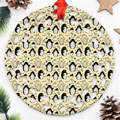 Cute Penguin Love Ornament (round Filigree) by designsbymallika