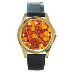 Gold Coins 2 Round Gold Metal Watch by impacteesstreetweargold