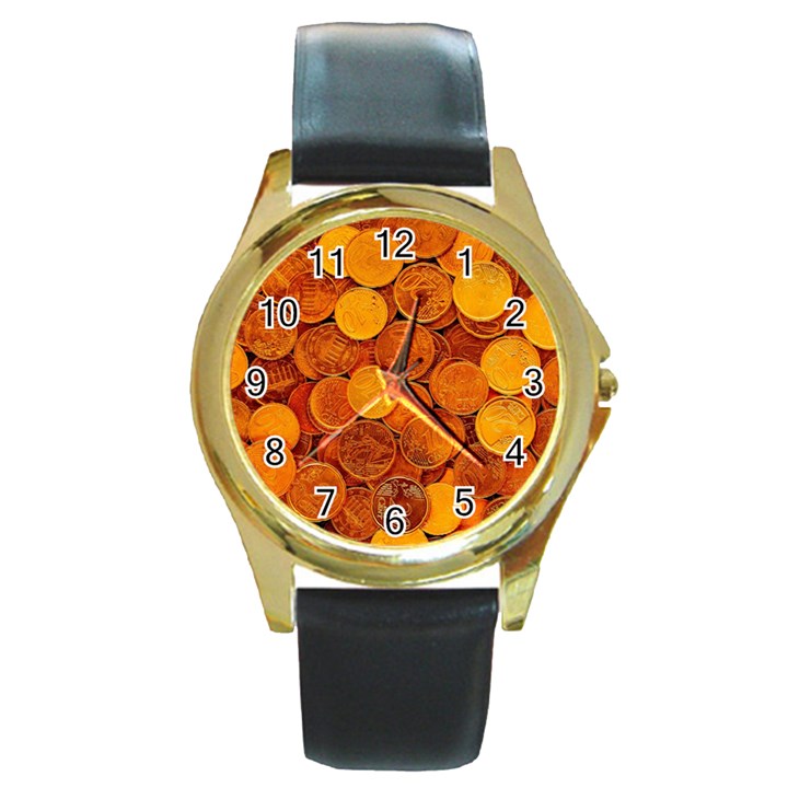 Gold Coins 2 Round Gold Metal Watch