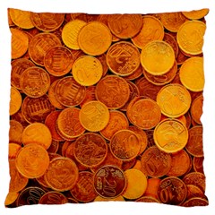 Gold Coins 2 Large Flano Cushion Case (two Sides) by impacteesstreetweargold