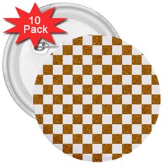 Checkerboard Gold 3  Buttons (10 Pack)  by impacteesstreetweargold