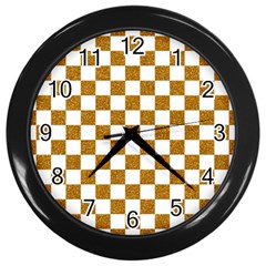 Checkerboard Gold Wall Clock (black) by impacteesstreetweargold