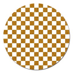 Checkerboard Gold Magnet 5  (round) by impacteesstreetweargold