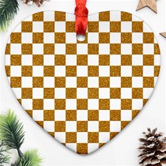 Checkerboard Gold Heart Ornament (two Sides) by impacteesstreetweargold