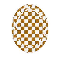 Checkerboard Gold Oval Filigree Ornament (two Sides) by impacteesstreetweargold