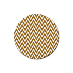 Chevron Gold Rubber Coaster (round)  by impacteesstreetweargold