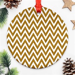 Chevron Gold Round Ornament (two Sides) by impacteesstreetweargold