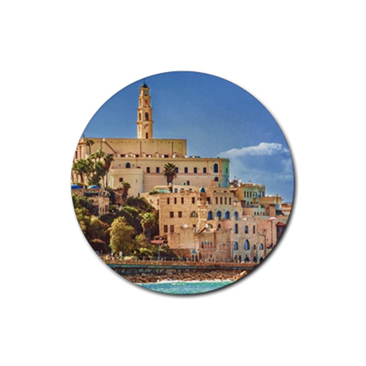 Old Jaffa Cityscape, Israel Rubber Round Coaster (4 pack) 