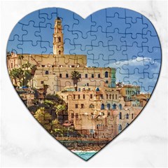 Old Jaffa Cityscape, Israel Jigsaw Puzzle (heart) by dflcprintsclothing