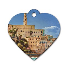 Old Jaffa Cityscape, Israel Dog Tag Heart (two Sides) by dflcprintsclothing