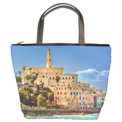 Old Jaffa Cityscape, Israel Bucket Bag by dflcprintsclothing