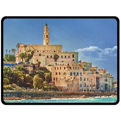 Old Jaffa Cityscape, Israel Fleece Blanket (large)  by dflcprintsclothing