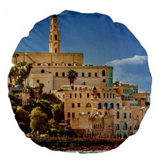 Old Jaffa Cityscape, Israel Large 18  Premium Round Cushions by dflcprintsclothing