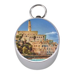 Old Jaffa Cityscape, Israel Mini Silver Compasses by dflcprintsclothing