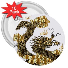 Dragon Animals Monster 3  Buttons (10 pack) 