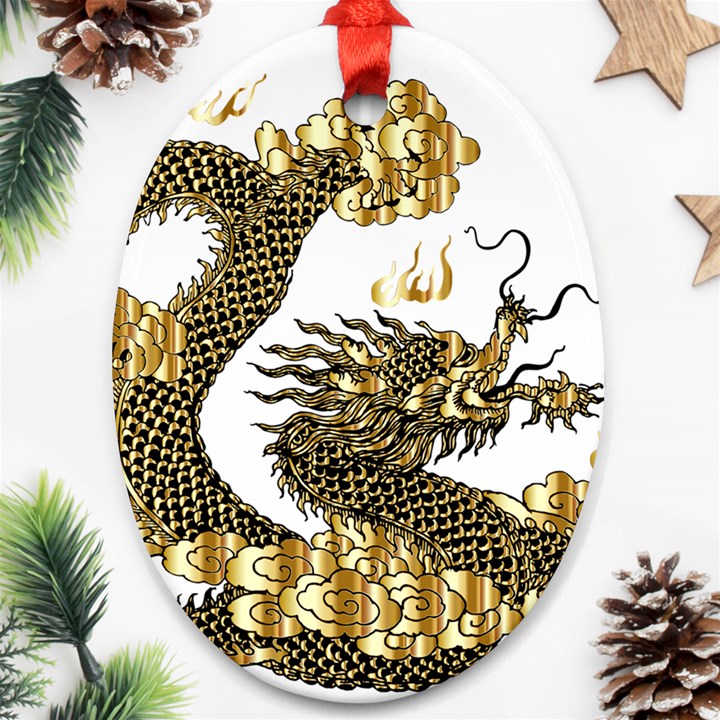 Dragon Animals Monster Oval Ornament (Two Sides)