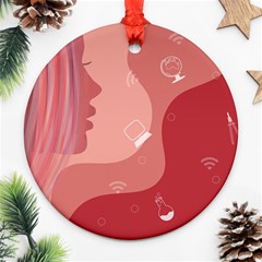 Online Woman Beauty Pink Ornament (round) by Mariart