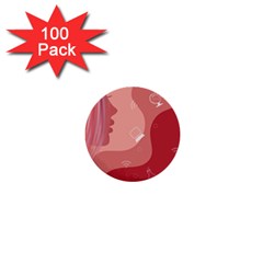 Online Woman Beauty Pink 1  Mini Buttons (100 Pack)  by Mariart