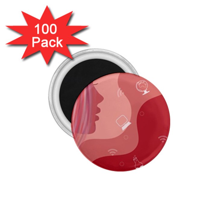 Online Woman Beauty Pink 1.75  Magnets (100 pack) 