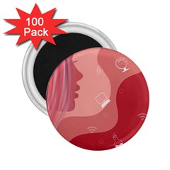 Online Woman Beauty Pink 2 25  Magnets (100 Pack)  by Mariart