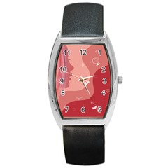 Online Woman Beauty Pink Barrel Style Metal Watch by Mariart