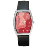 Online Woman Beauty Pink Barrel Style Metal Watch Front