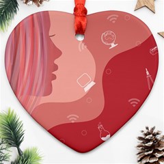 Online Woman Beauty Pink Heart Ornament (two Sides) by Mariart