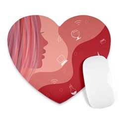 Online Woman Beauty Pink Heart Mousepads by Mariart