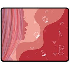 Online Woman Beauty Pink Double Sided Fleece Blanket (medium)  by Mariart