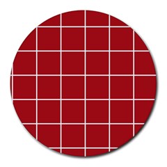 Red Plaid Round Mousepads by goljakoff