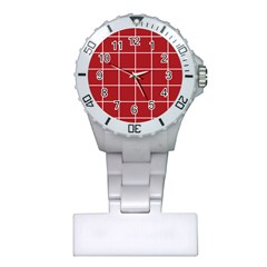 Red Plaid Plastic Nurses Watch by goljakoff