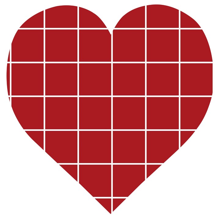 Red plaid Wooden Puzzle Heart